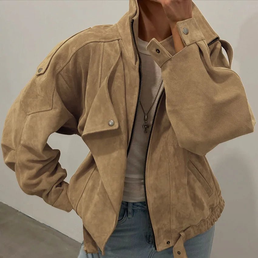 SOERA Laura oversized bomber z umělé semiše