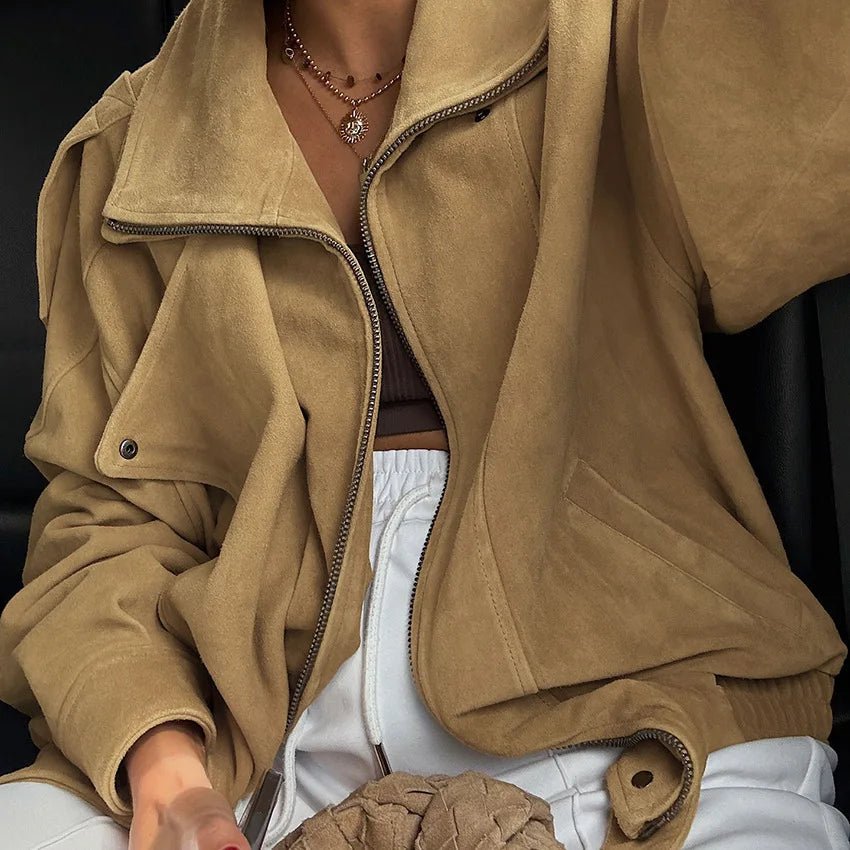 SOERA Laura oversized bomber z umělé semiše
