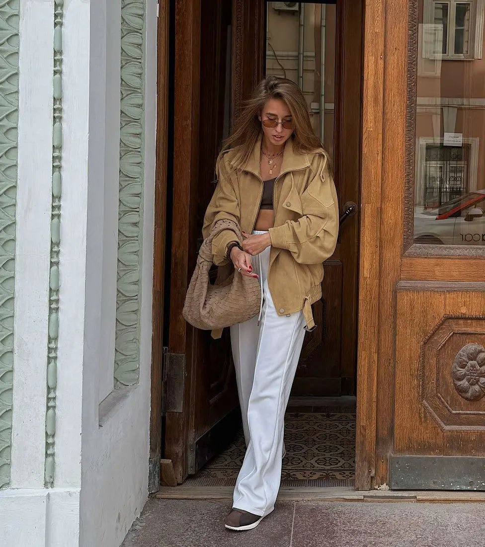 SOERA Laura oversized bomber z umělé semiše