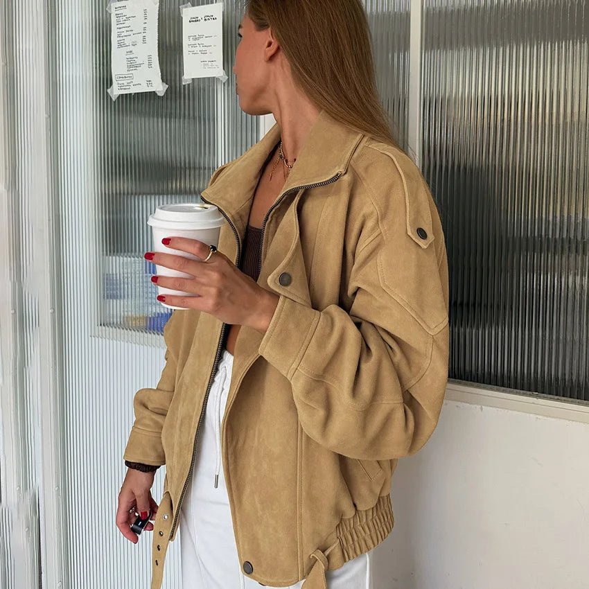 SOERA Laura oversized bomber z umělé semiše