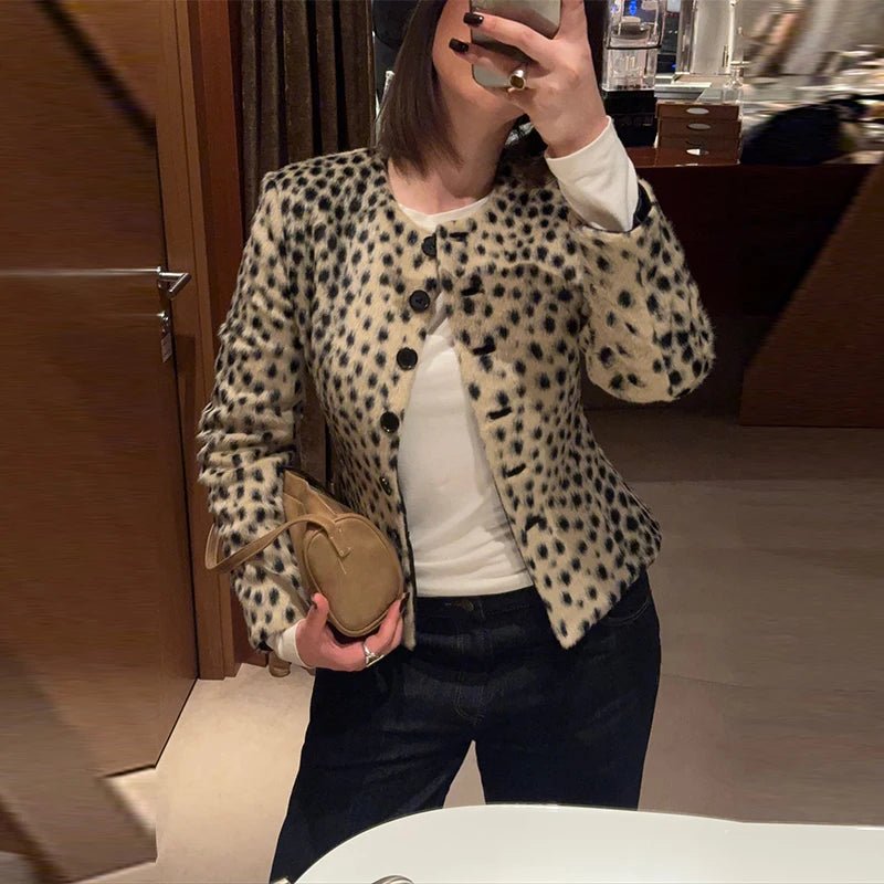 Lily leopardí umělá kožešina krátké sako