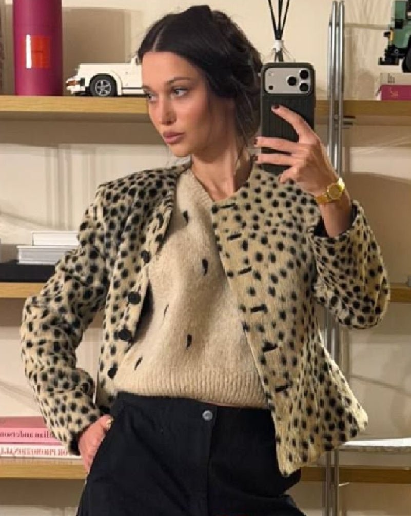 Lily leopardí umělá kožešina krátké sako