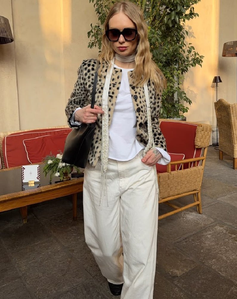 Lily leopardí umělá kožešina krátké sako