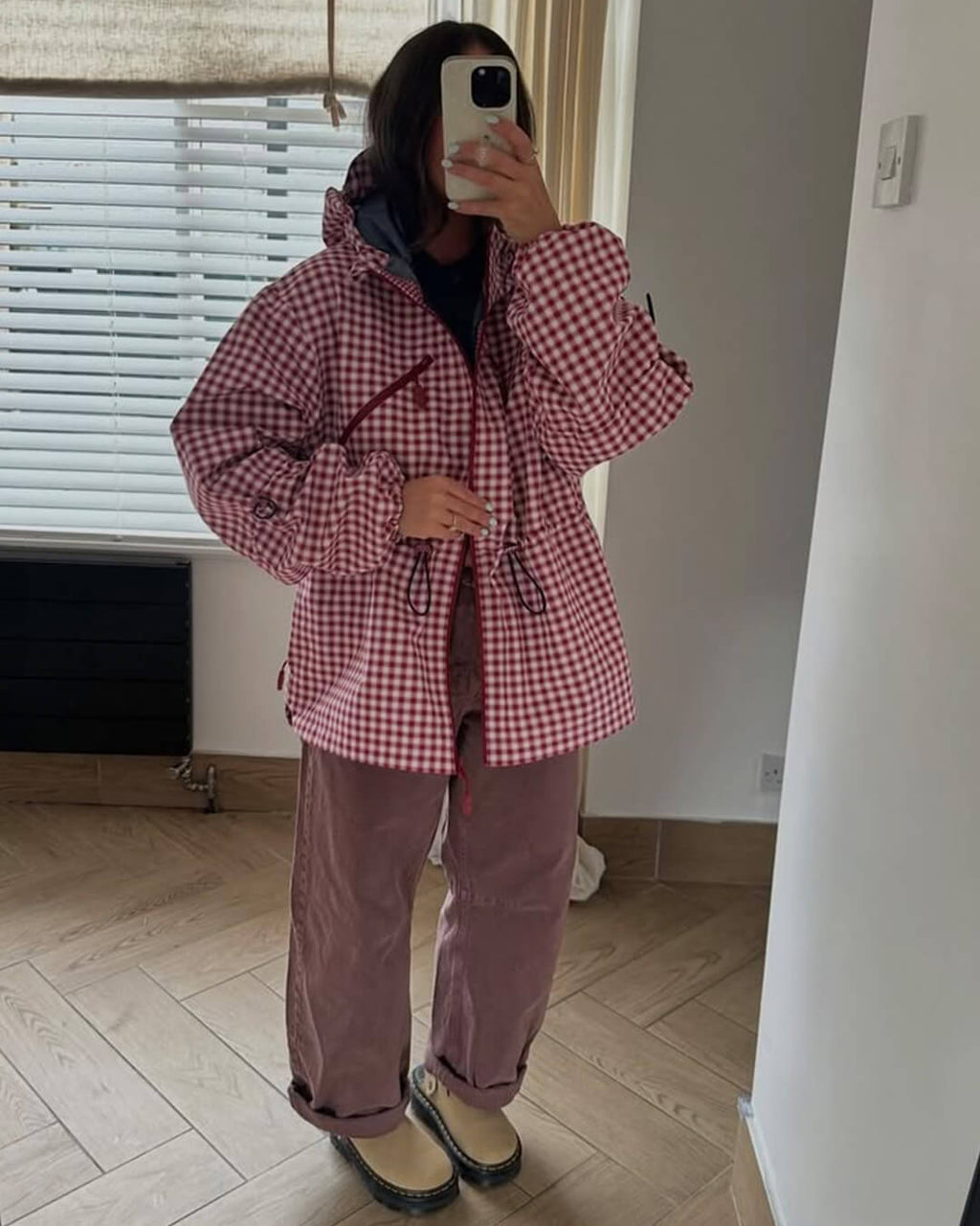 Lola károvaný trenč s kapucí