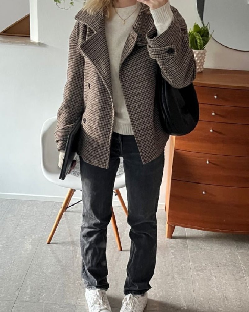 Bunda Nadia s pepito vzorem, zapínáním na knoflíky a stojáčkem