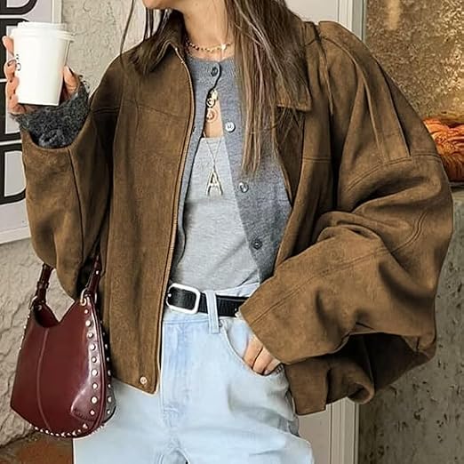 Nina Vintage khaki semišová bunda