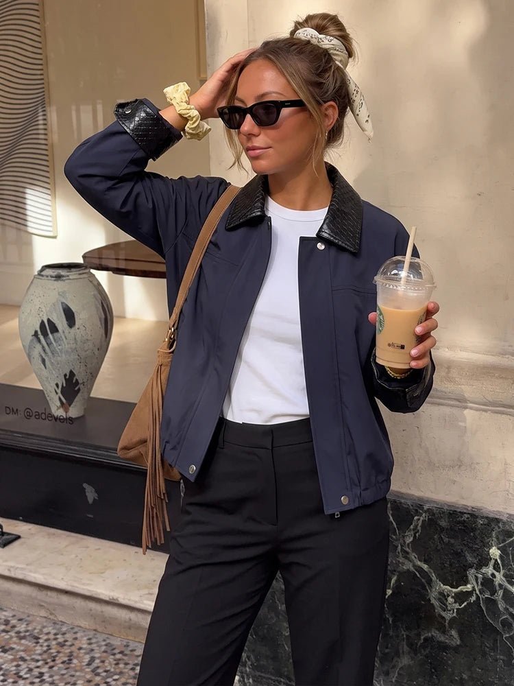 Olivia bomber bunda s kontrastním límcem