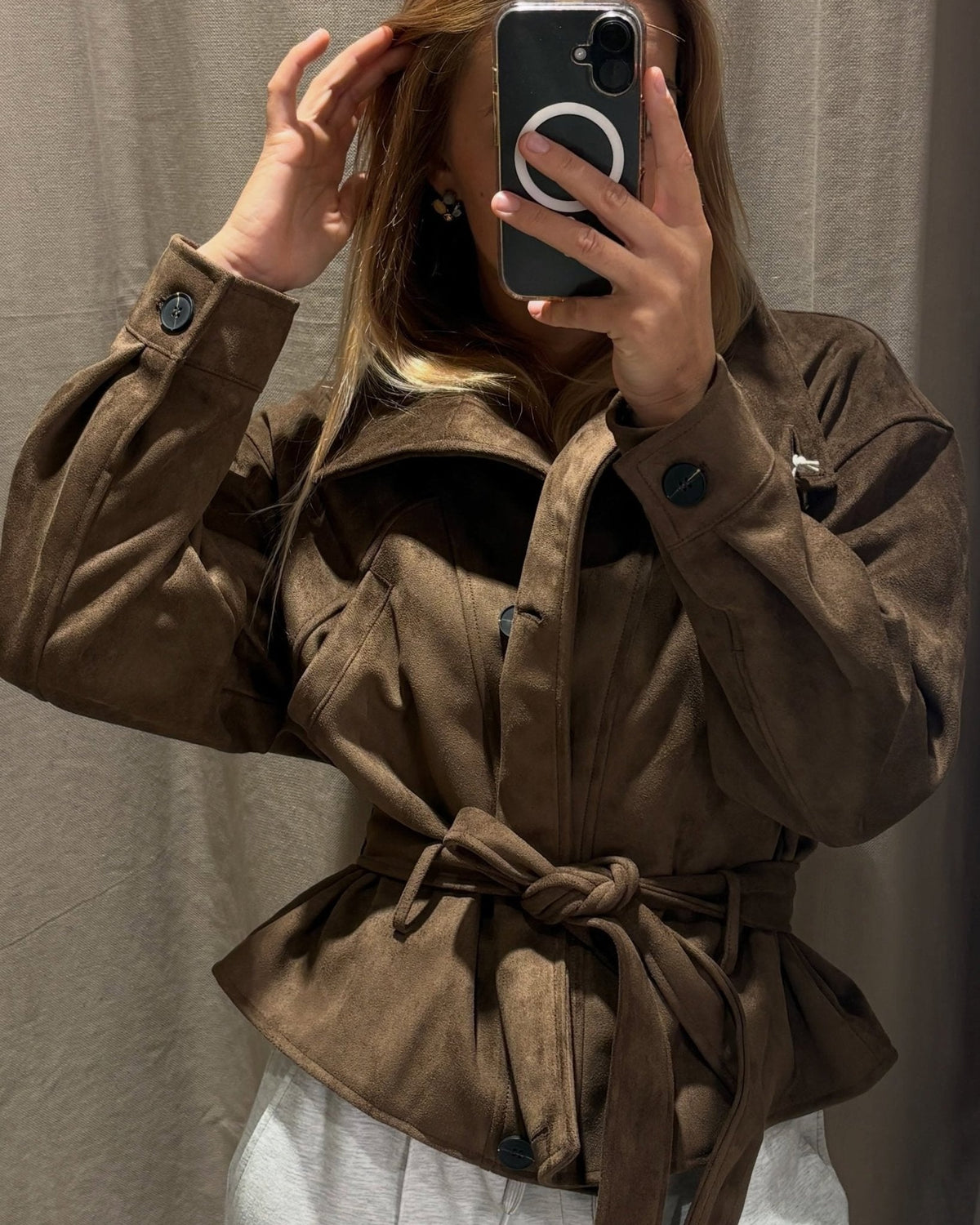 Rebecca bunda z umělé semiše se šněrováním