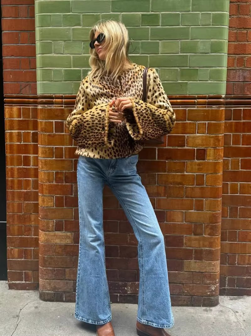 Rebecca kabát z umělé kožešiny s leopardím vzorem