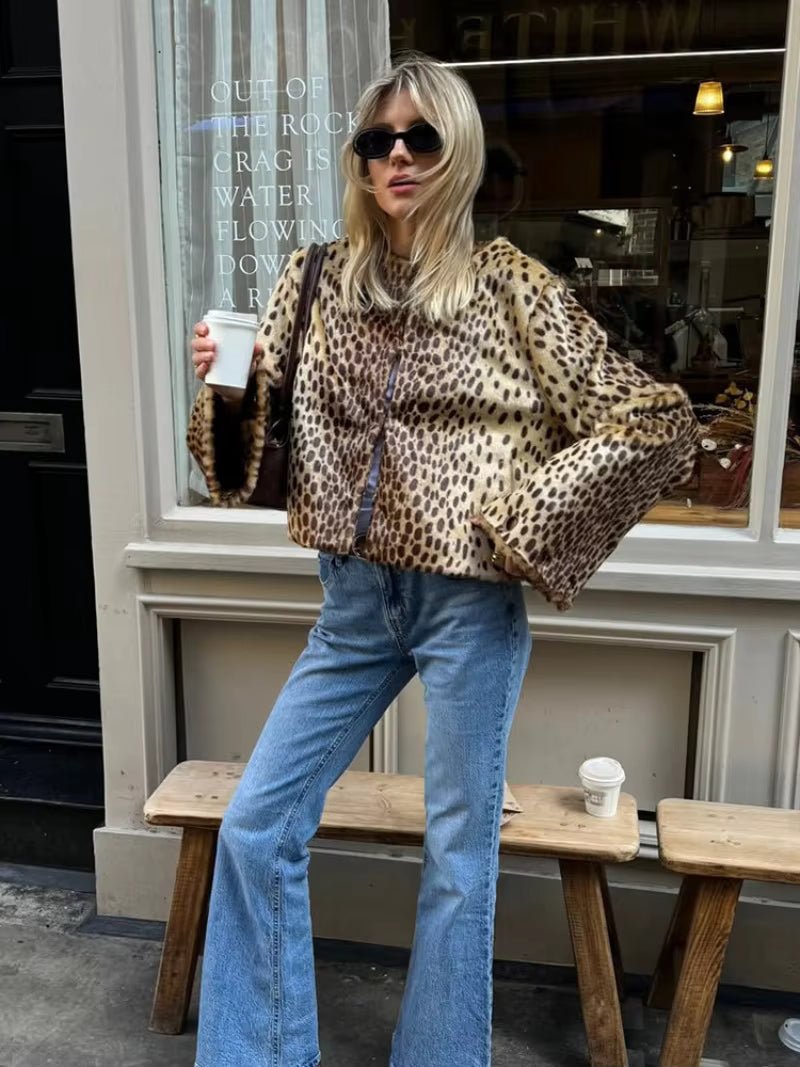 Rebecca kabát z umělé kožešiny s leopardím vzorem