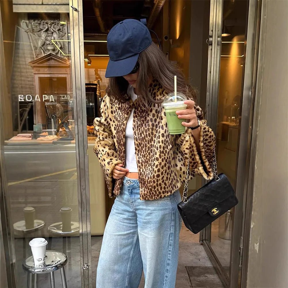 Rebecca kabát z umělé kožešiny s leopardím vzorem