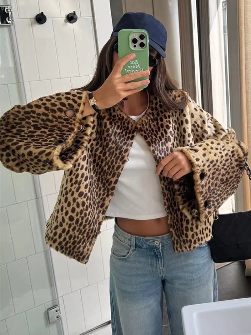 Rebecca kabát z umělé kožešiny s leopardím vzorem