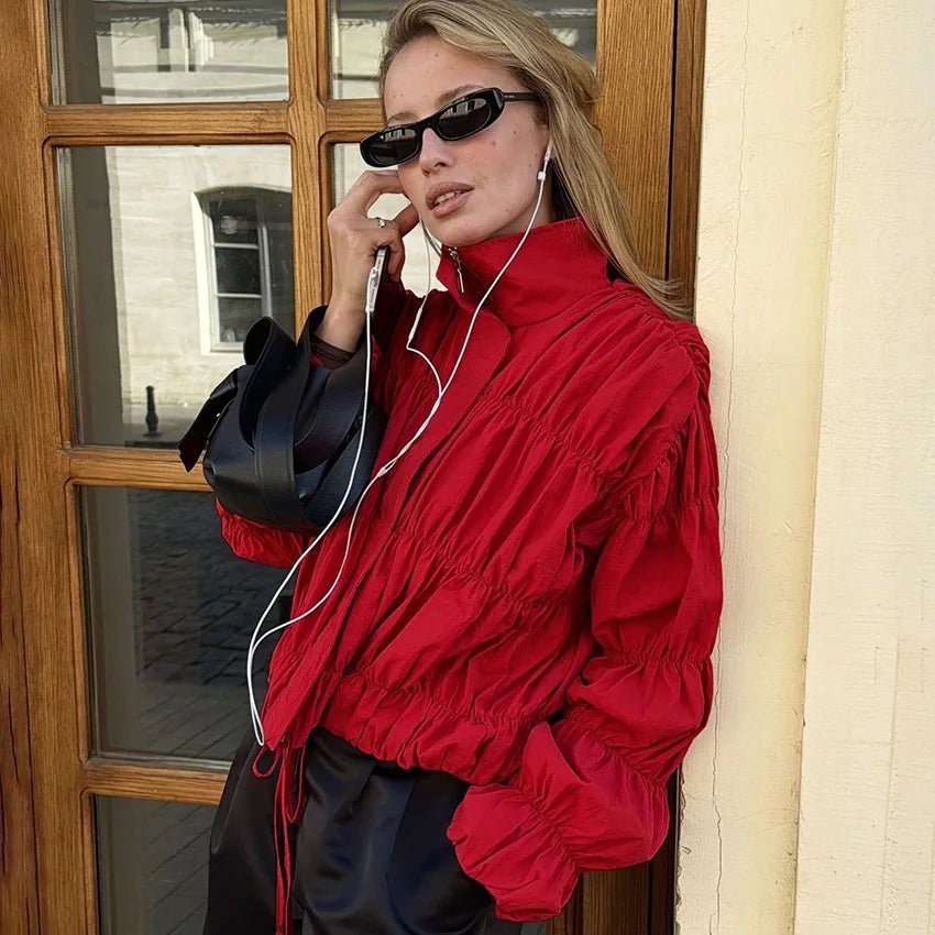 Sarah zipová bunda s řasením
