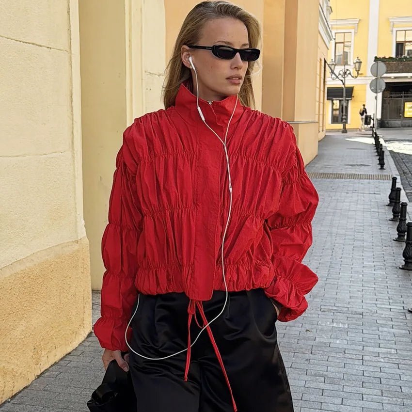 Sarah zipová bunda s řasením