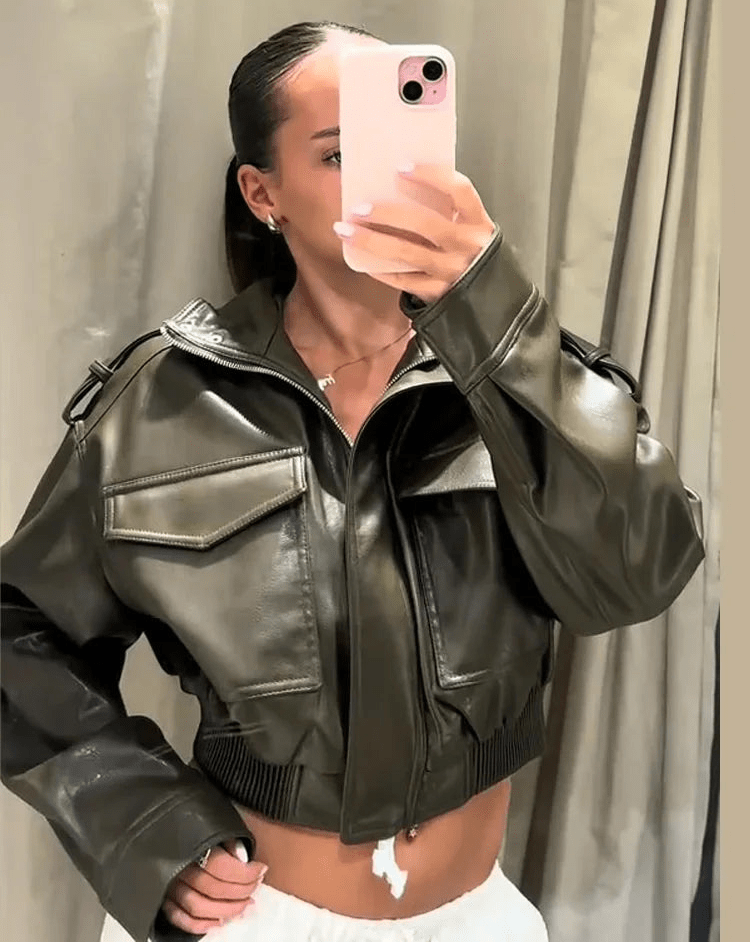 Brianna bomber bunda z umělé kůže
