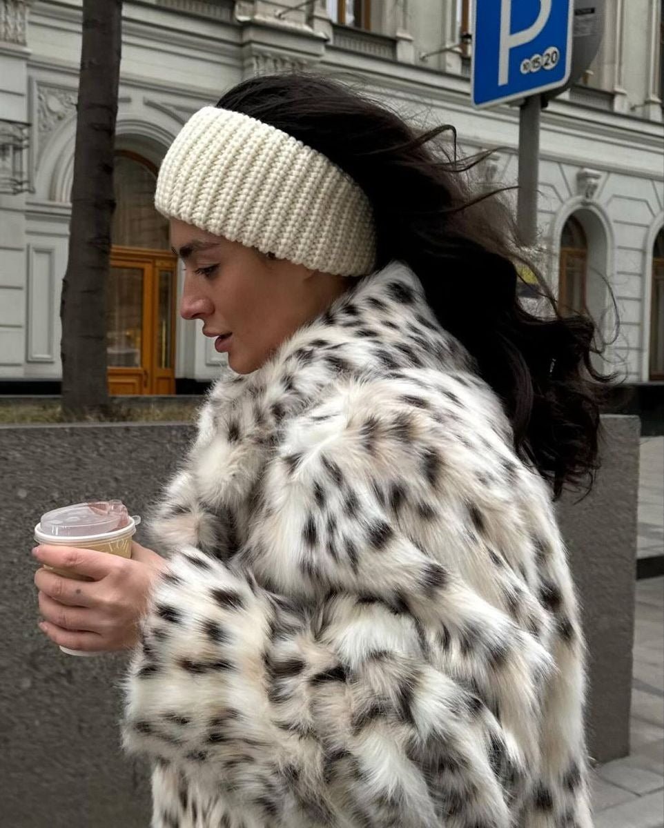 Kabát Celeste z umělé kožešiny s leopardím vzorem