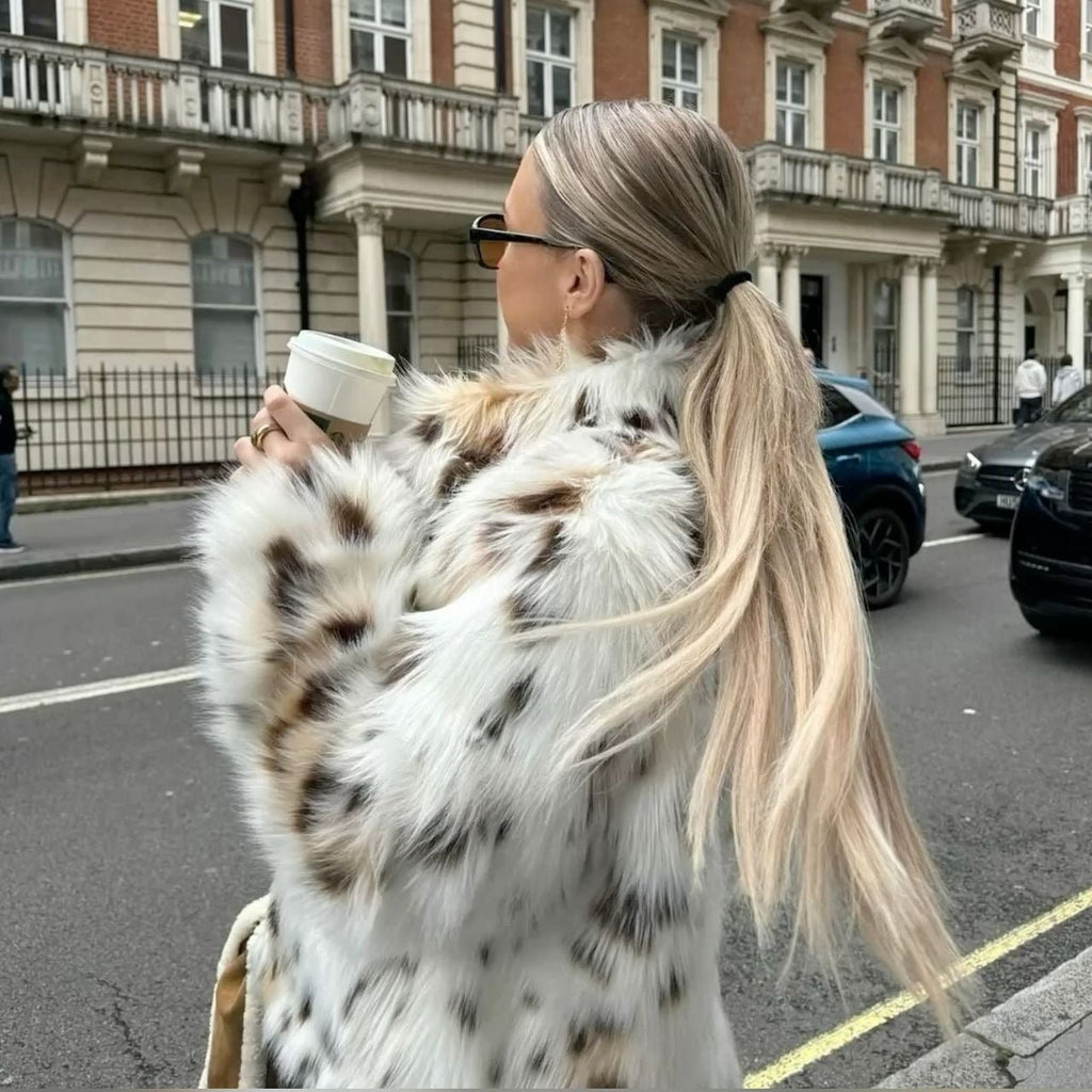Kabát Celeste z umělé kožešiny s leopardím vzorem
