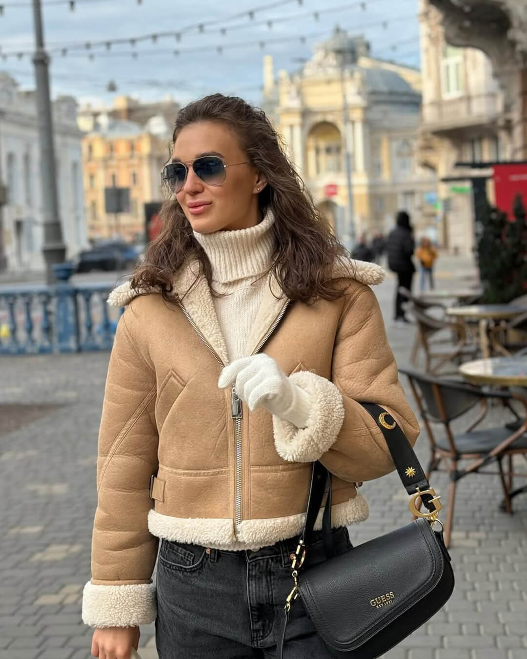 Semišová bunda Cindy s umělou kožešinou