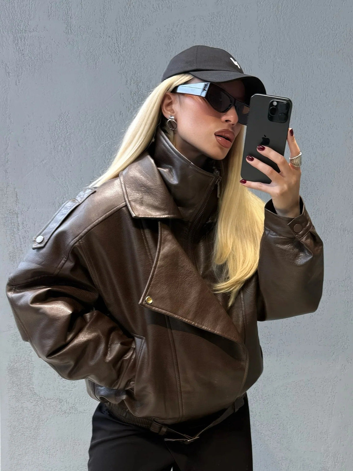 Carla asymetrická kožená bunda