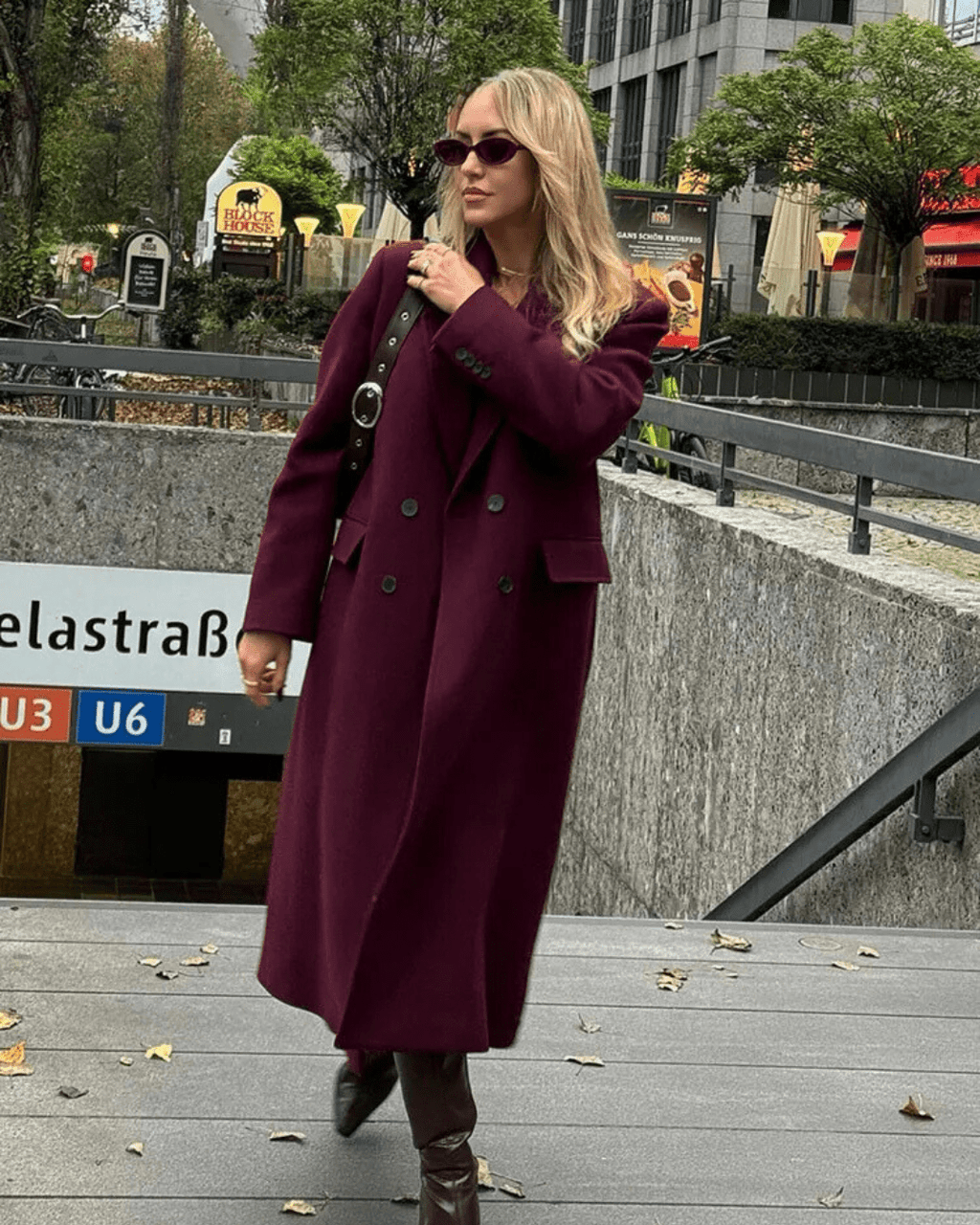 Nora dvouřadý maxi kabát