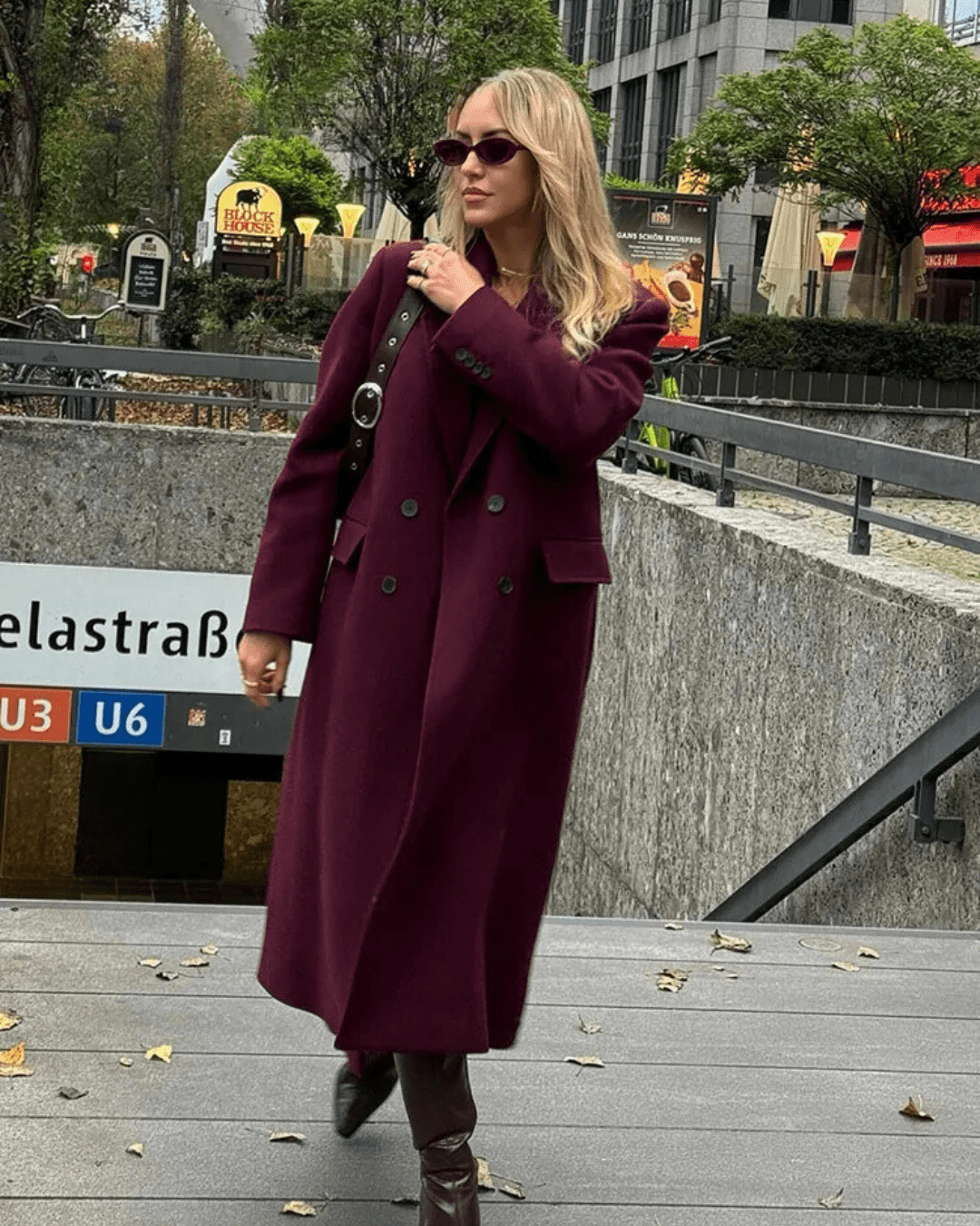 Nora dvouřadý maxi kabát