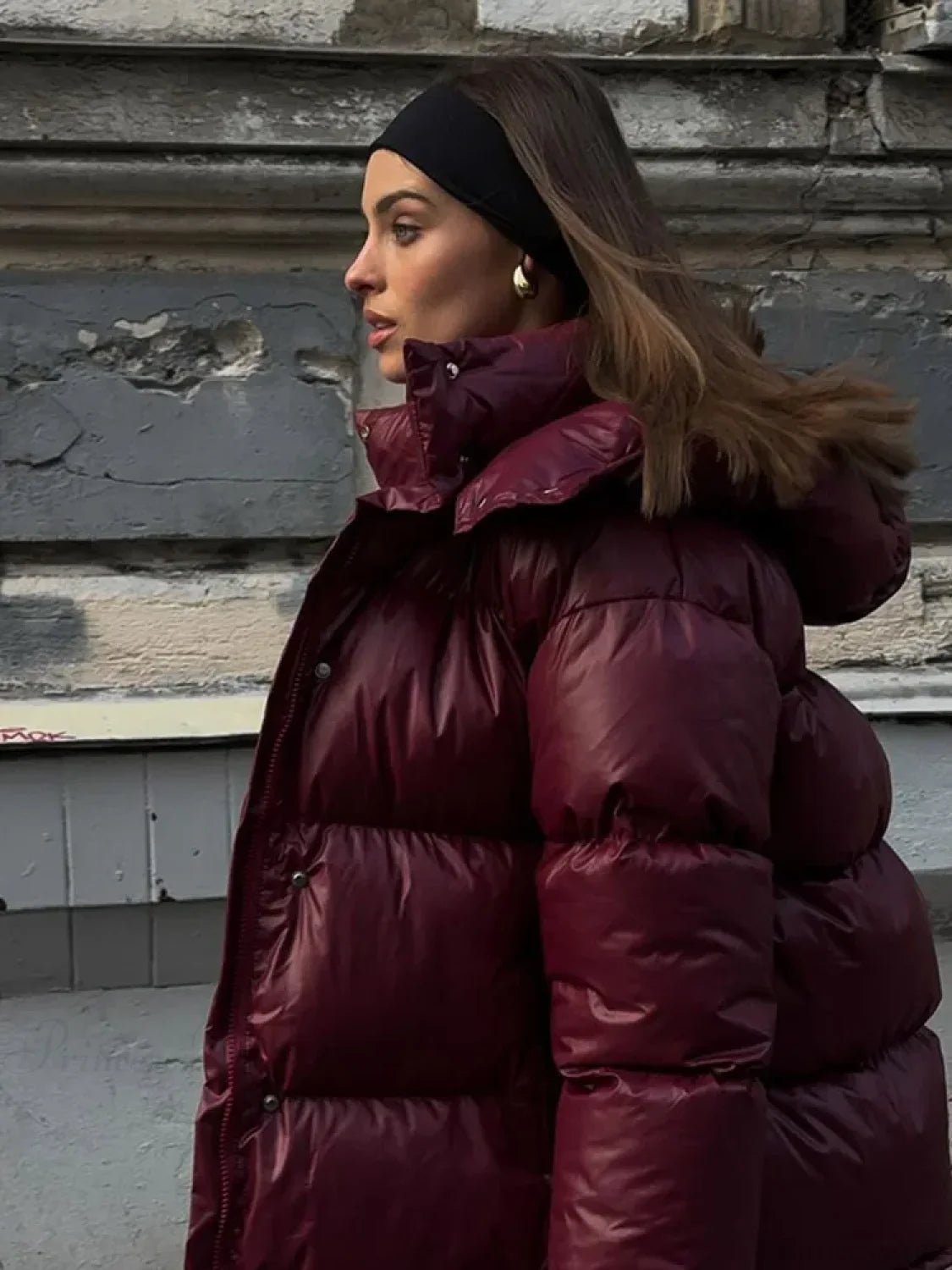 Eliza prošívaný parka kabát s kapucí