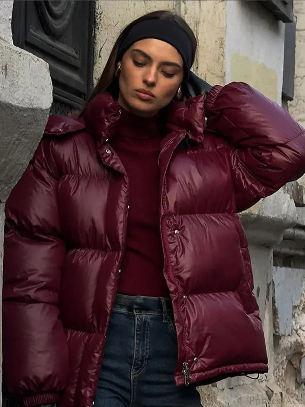 Eliza prošívaný parka kabát s kapucí