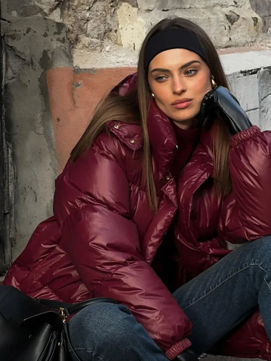 Eliza prošívaný parka kabát s kapucí