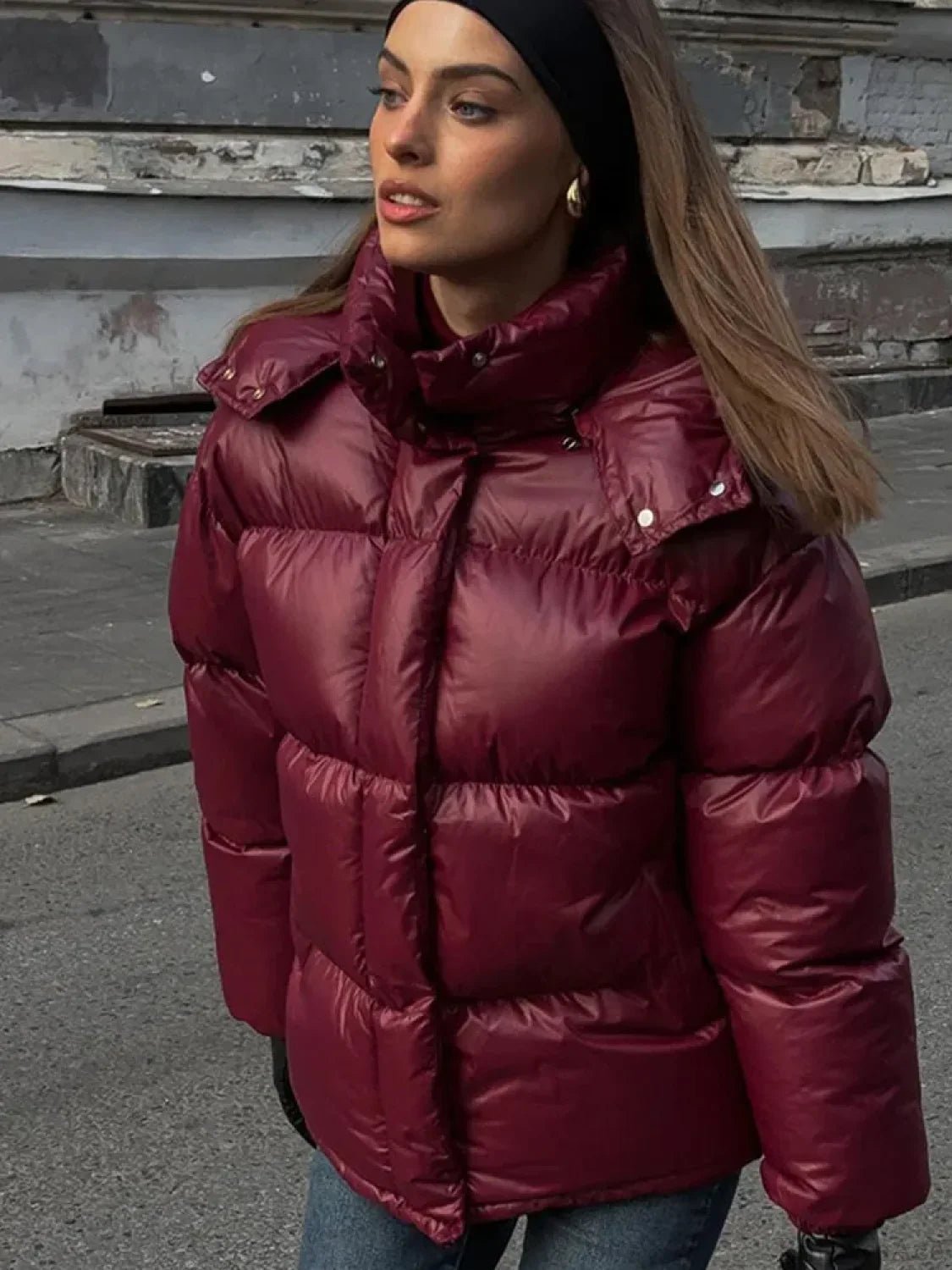 Eliza prošívaný parka kabát s kapucí