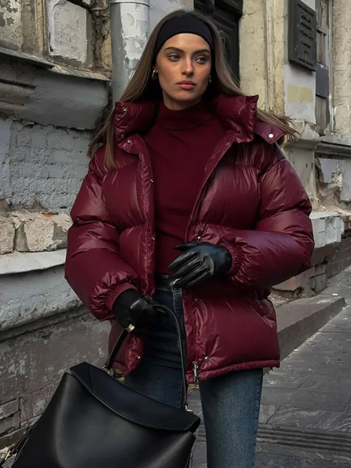 Eliza prošívaný parka kabát s kapucí