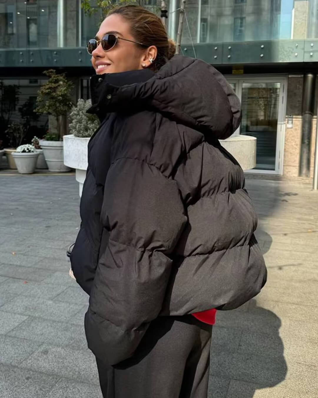 Sylvia prošívaná zkrácená bunda s kapucí
