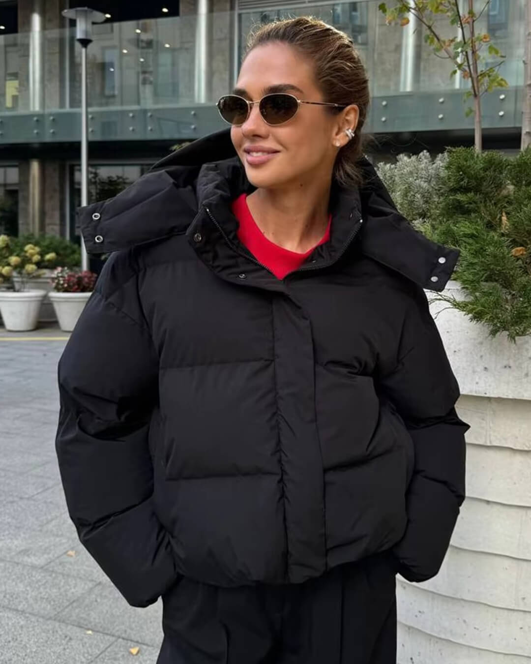 Sylvia prošívaná zkrácená bunda s kapucí