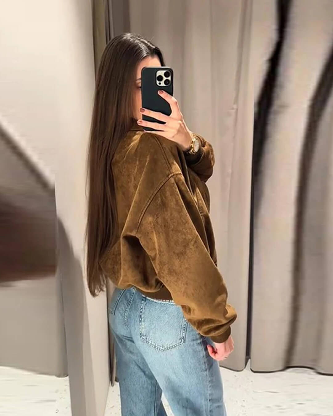 Heather bunda z umělého semiše