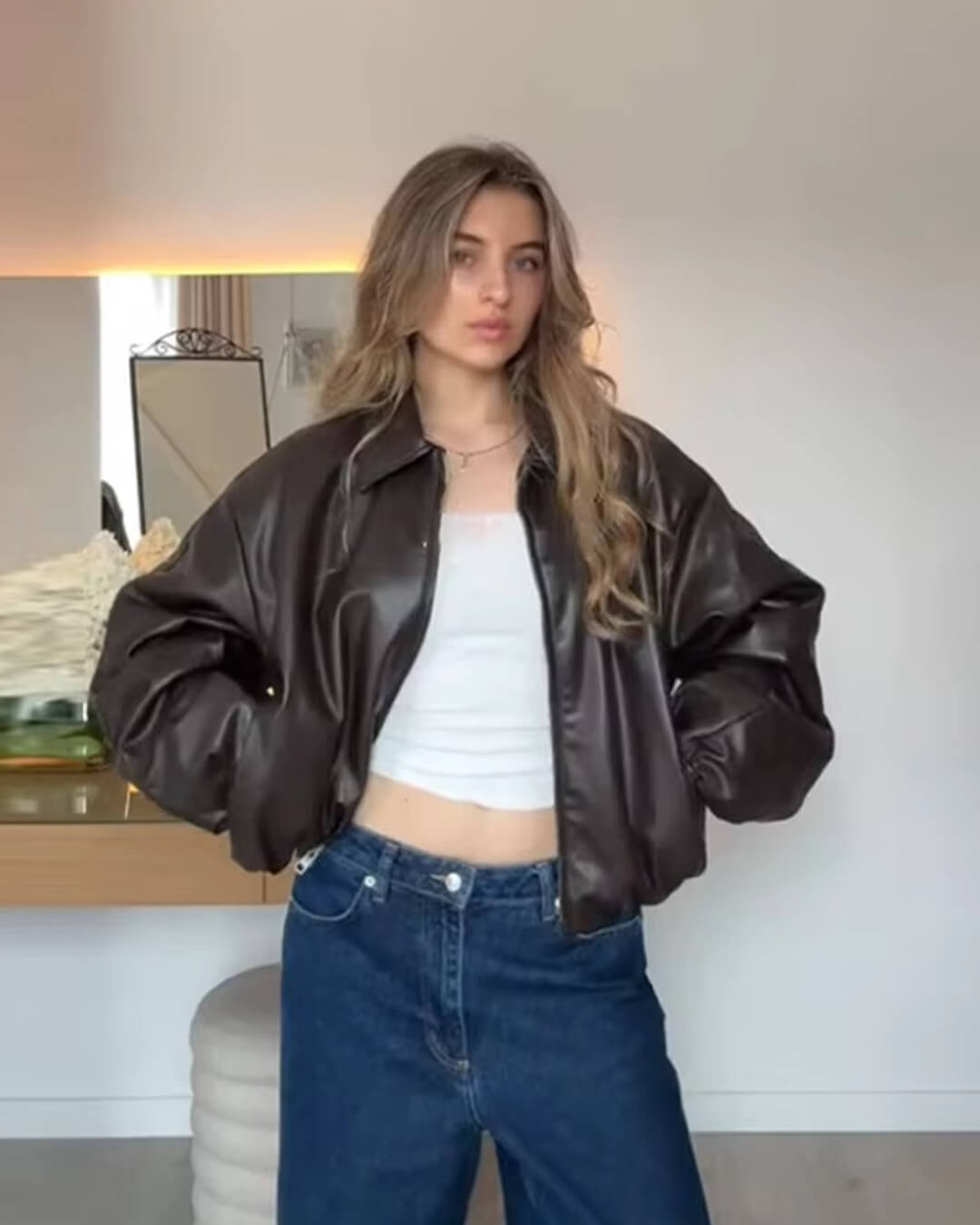 Jenny bomber bunda z umělé kůže