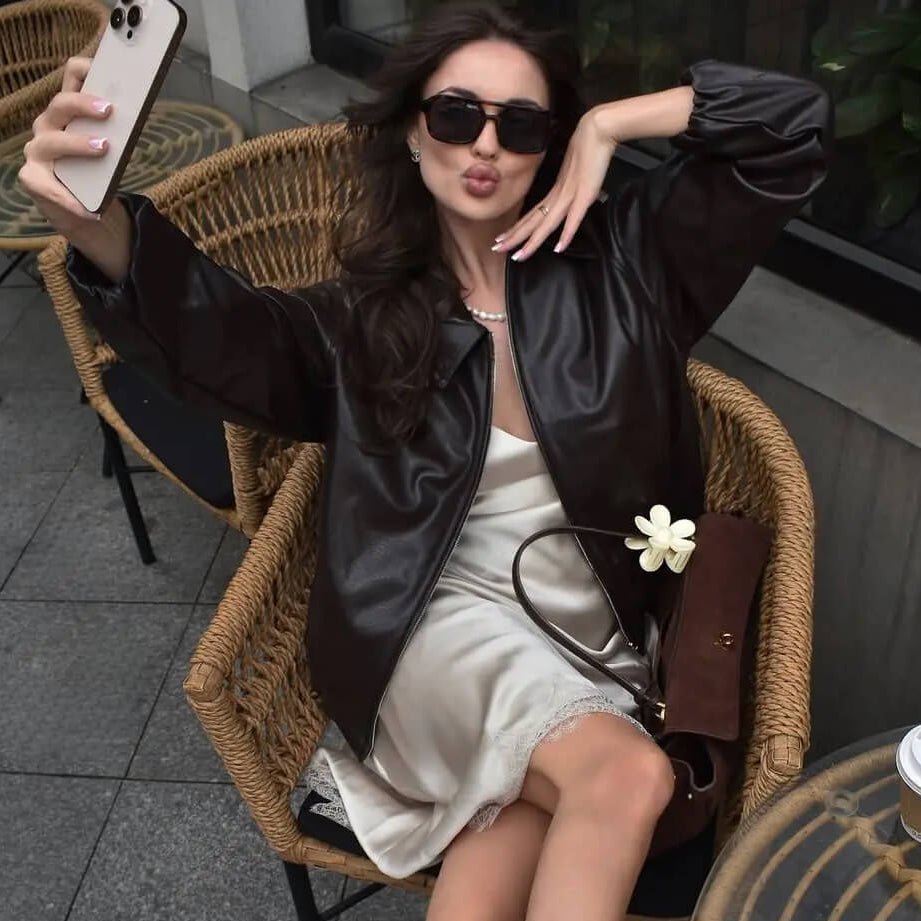 Jenny bomber bunda z umělé kůže