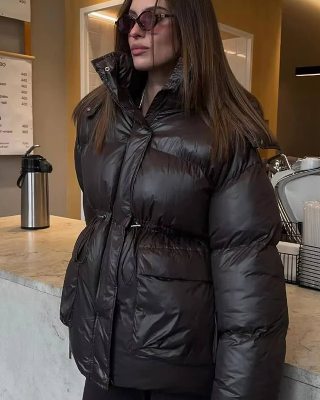Lesklá péřová bunda Jillian