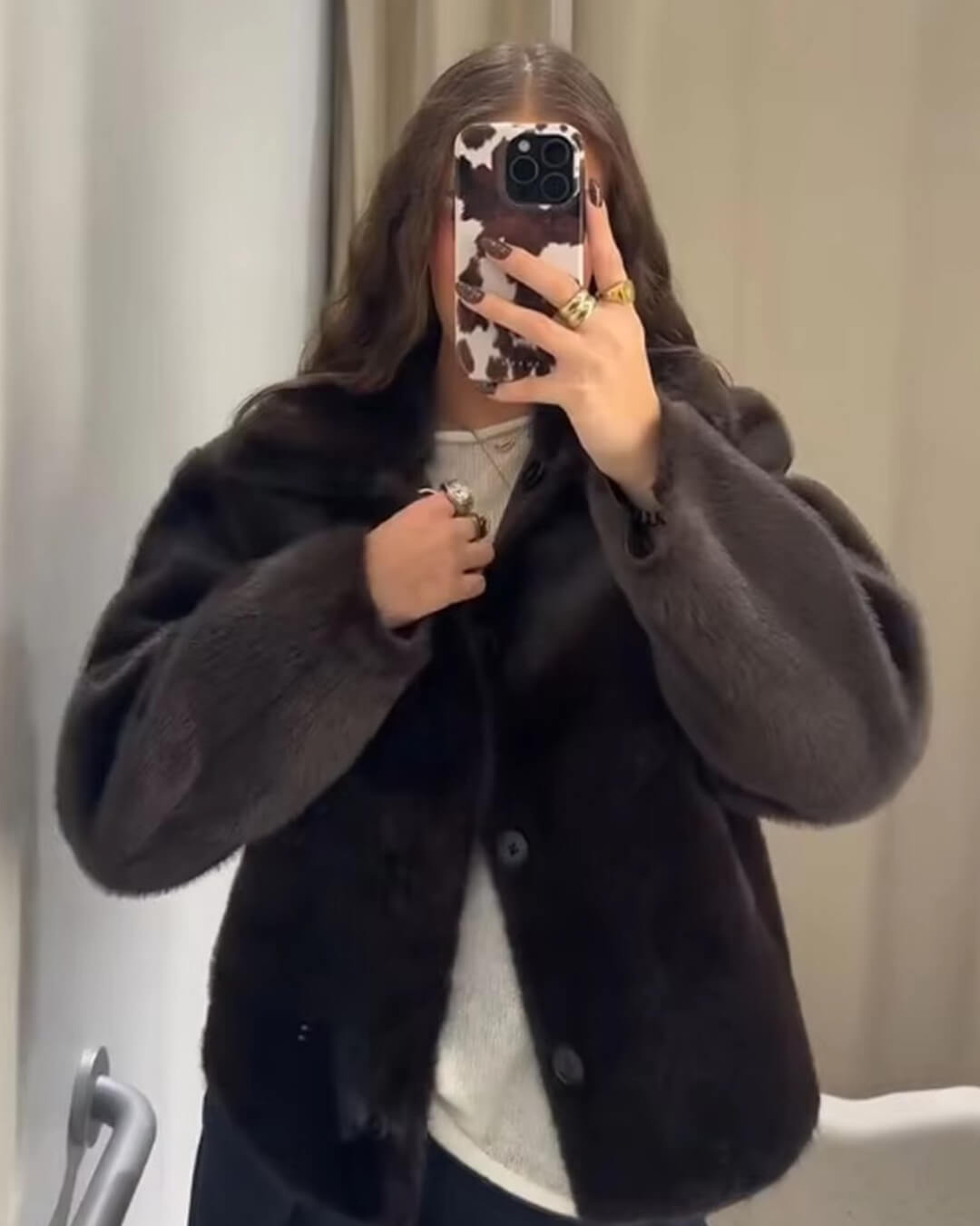 Joana oboustranná bunda z umělé kožešiny a kůže