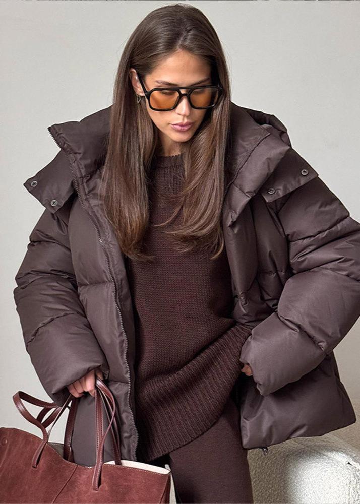 Leila Oversized bunda s odnímatelnou kapucí, prošívaná
