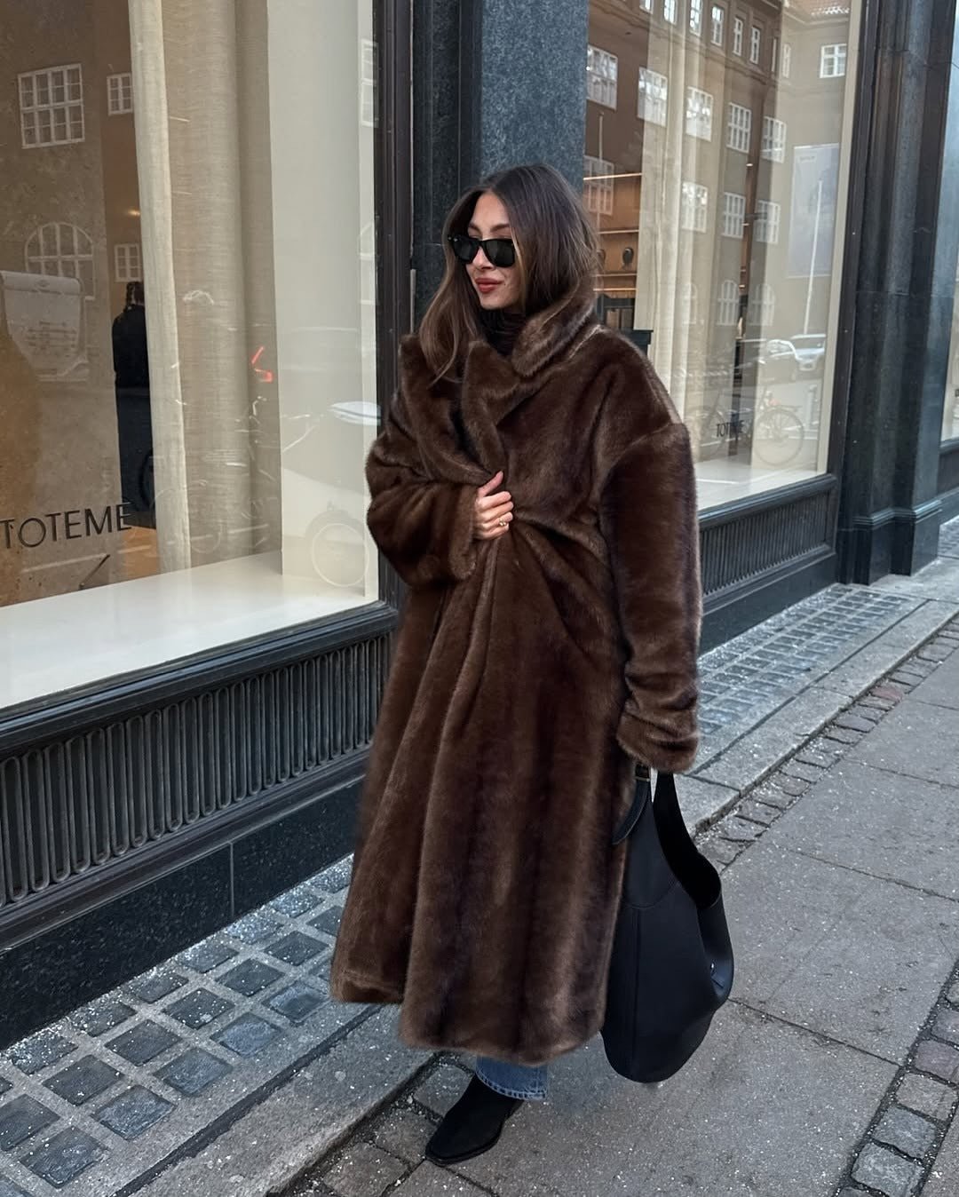 Lucie maxi kabát z umělé kožešiny