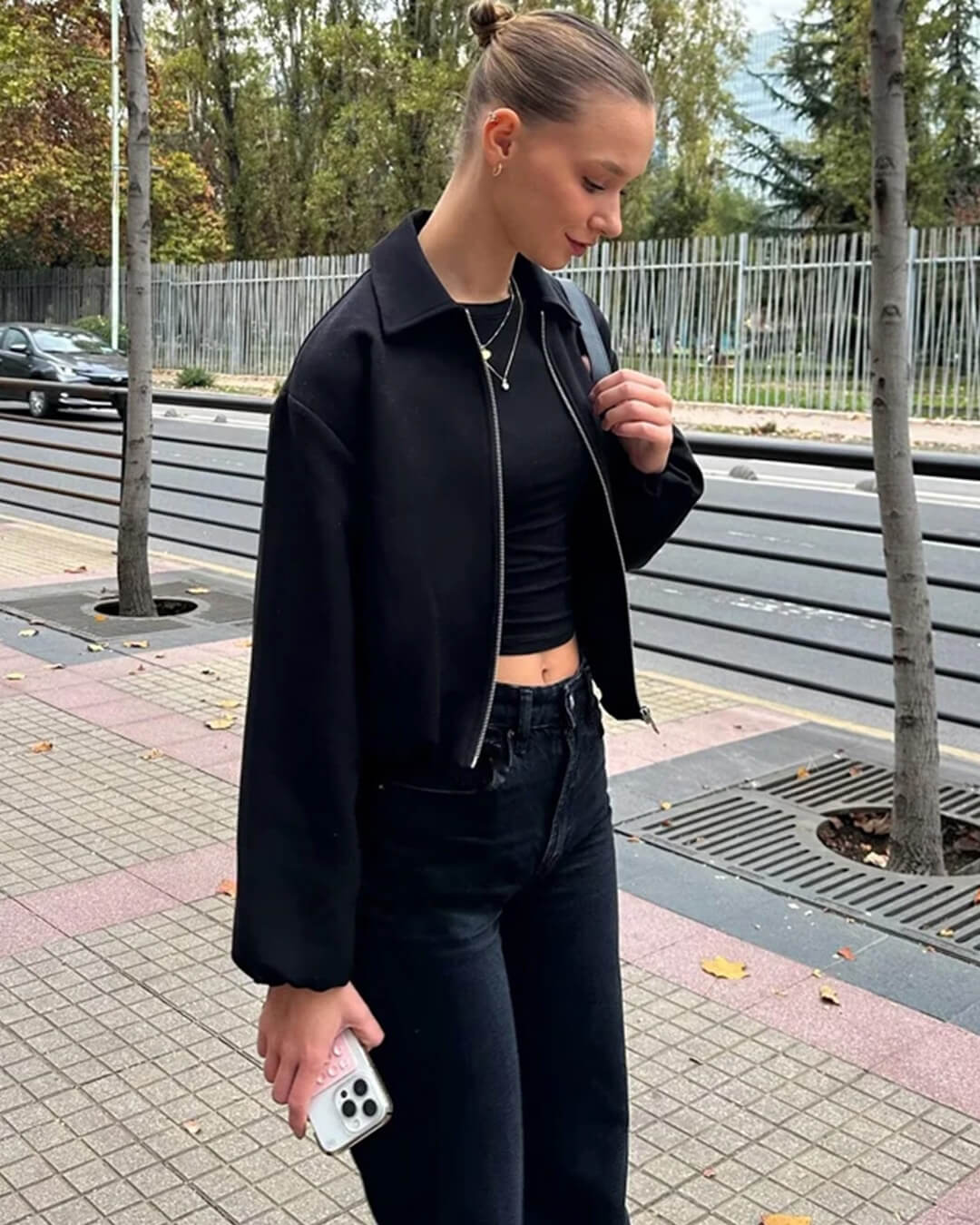 Midori bomber bunda s nabíranými rukávy