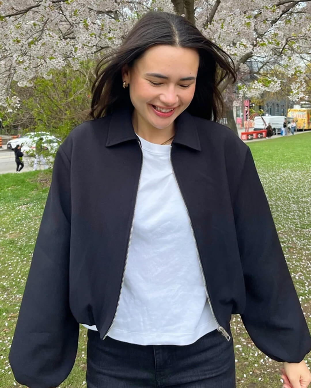 Midori bomber bunda s nabíranými rukávy