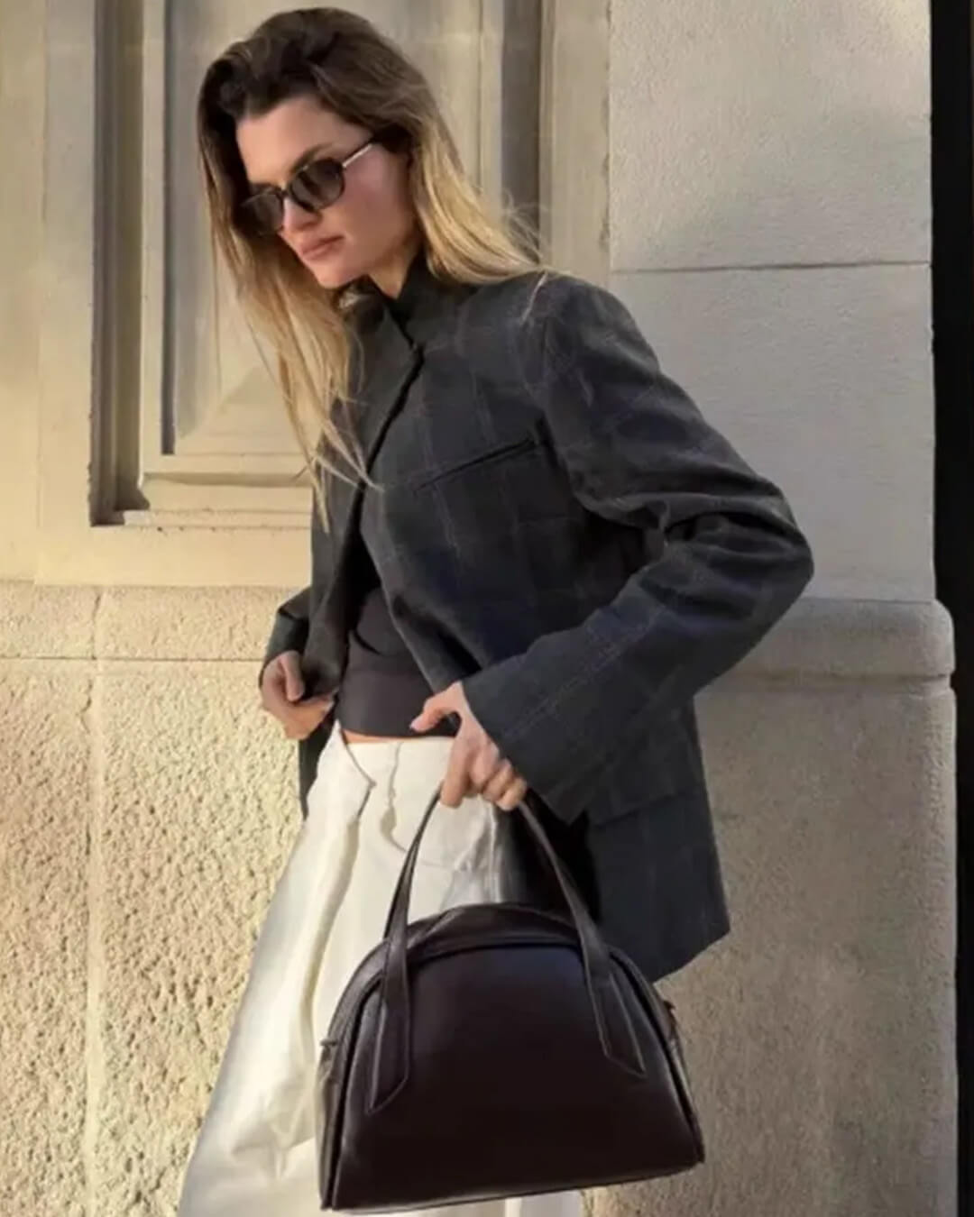 Aerona károvaný blazer se stojáčkem