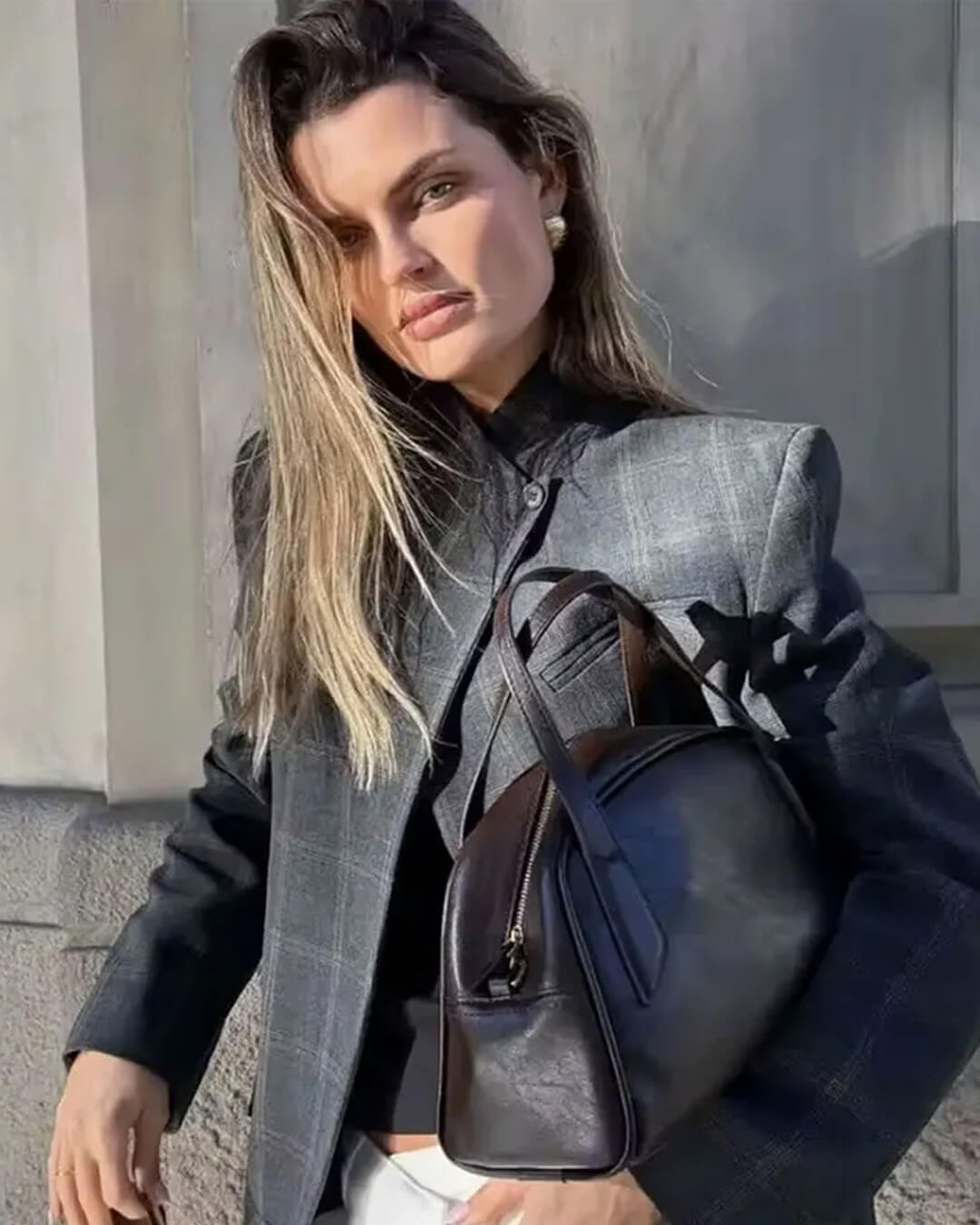 Aerona károvaný blazer se stojáčkem