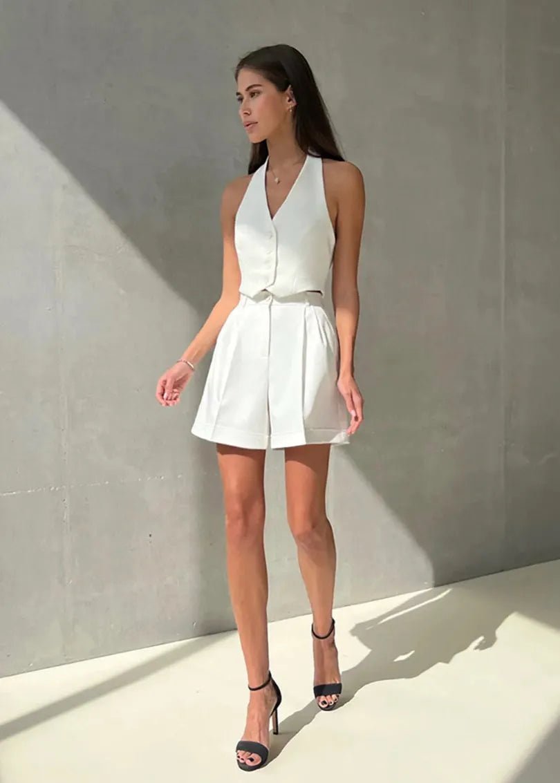 Bianca upravený halterový vesta a šortkový set