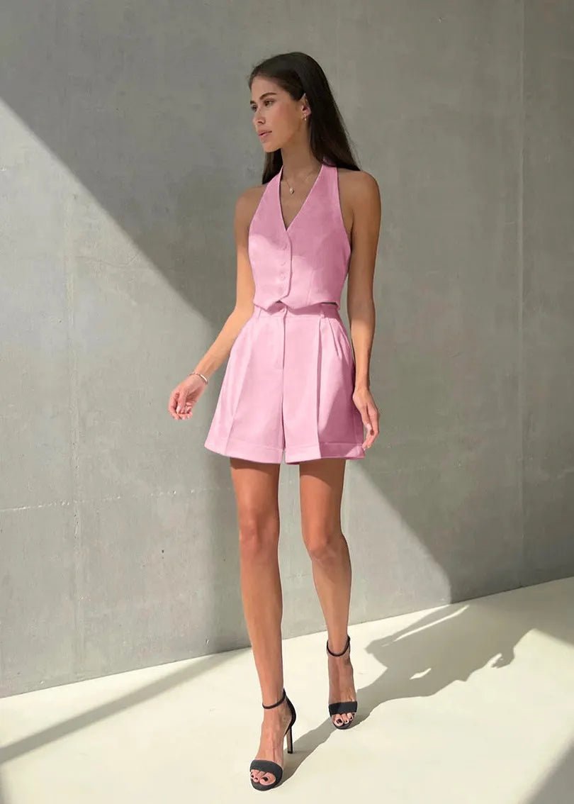 Bianca upravený halterový vesta a šortkový set
