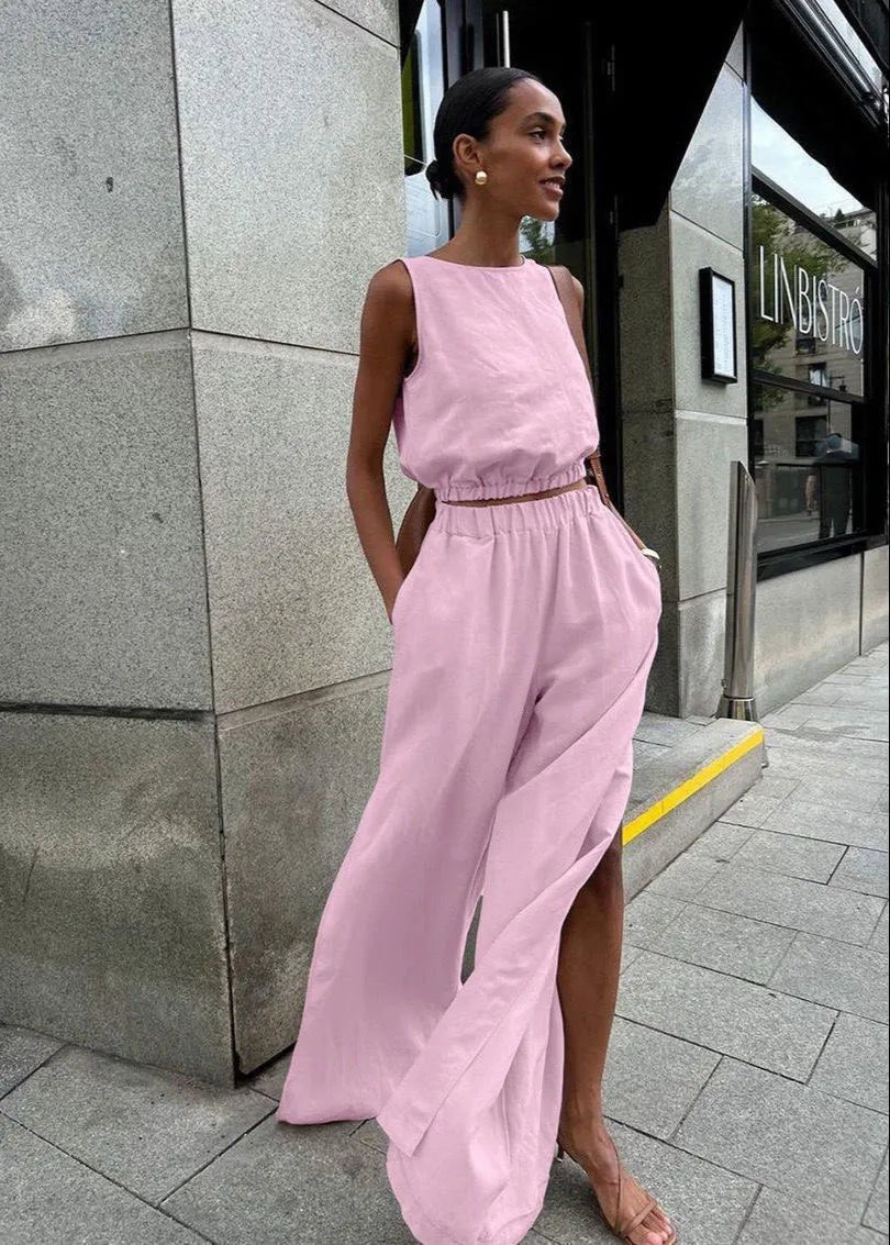 Celeste široké kalhoty palazzo set