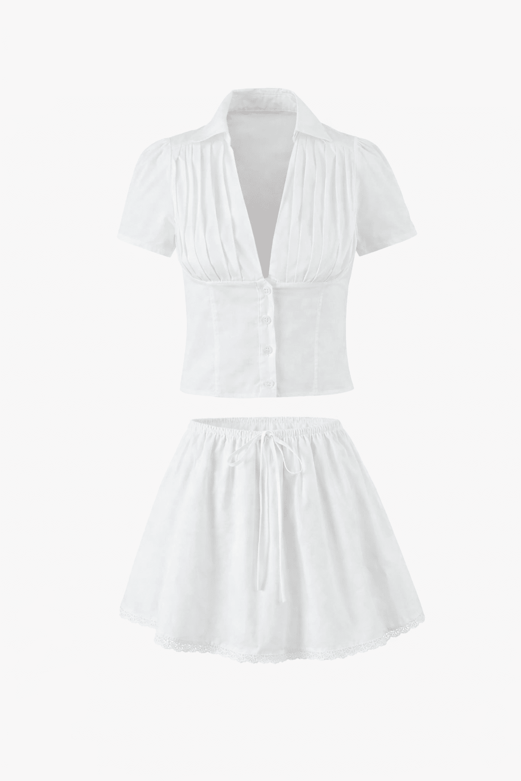 Delia kawaii mini sukně set s hlubokým výstřihem