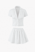 Delia kawaii mini sukně set s hlubokým výstřihem