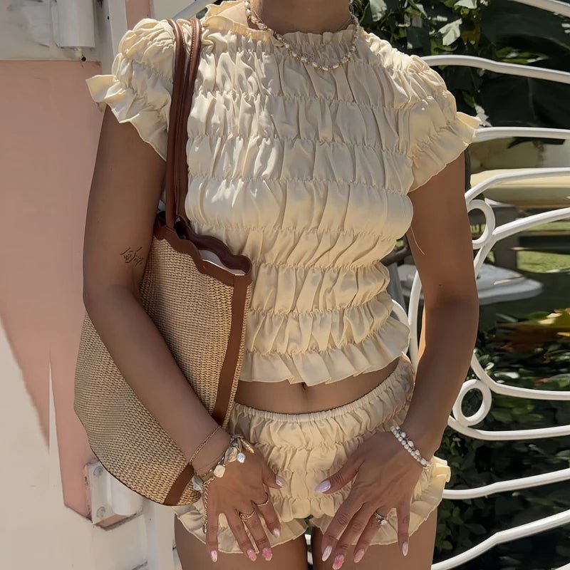 Hanna Elastický smocked krátký set