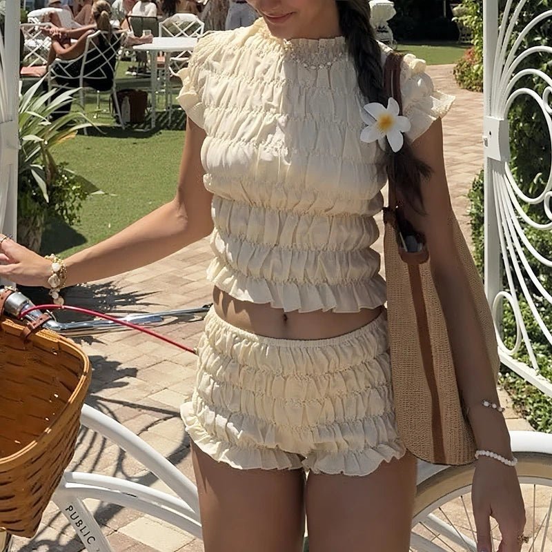 Hanna Elastický smocked krátký set
